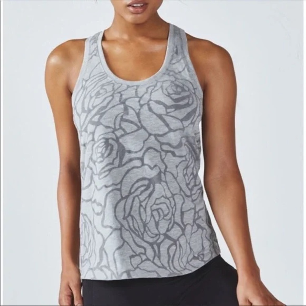Fabletics Gray Rose Pattern Tank Top - Picture 1 of 5